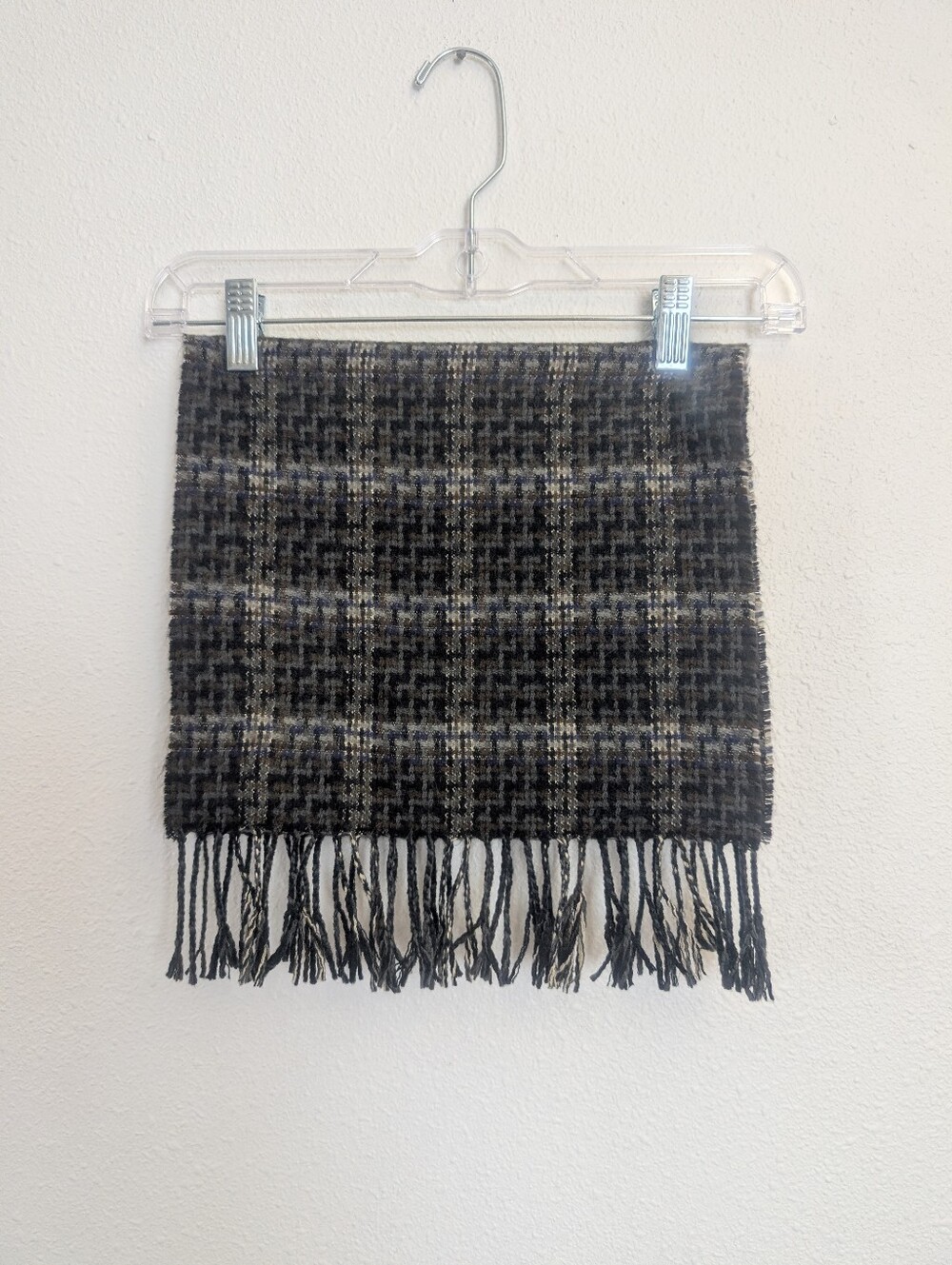 Billy Opal Made In Germany 100% Cashmere Scarf Plaid Blue Gray